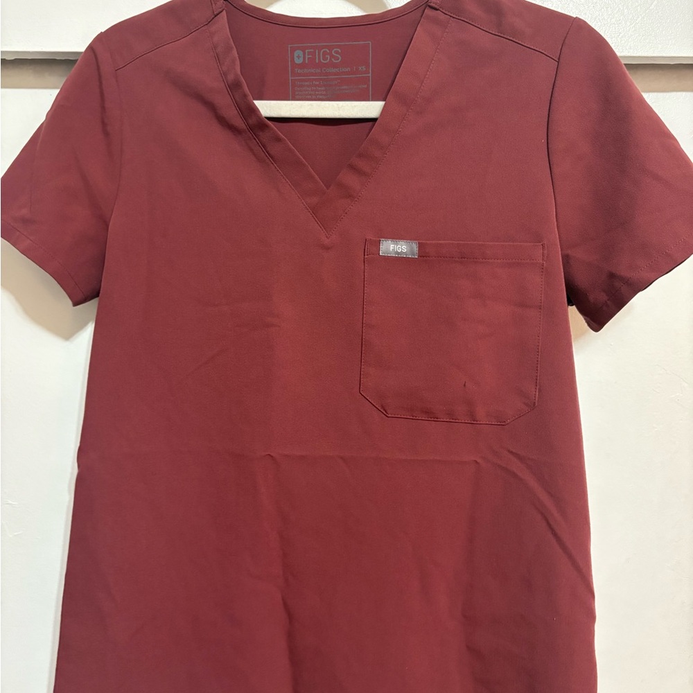 Figs Dark cherry V-Neck Scrub Top and bottom.     Limited Color edition
